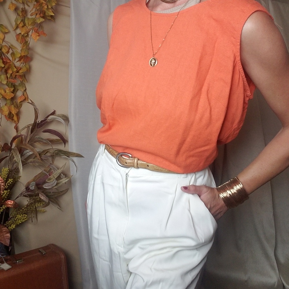 Vintage Linen Tank Shell Orange